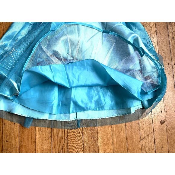 Jona Michelle Teal Blue Green Layered Dress with Rhinestones 6 - Picture 10 of 16